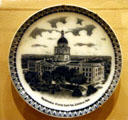 Plate with Second Nebraska State Capitol now replaced by the third highrise capitol at Museum of Nebraska History. Lincoln, NE.