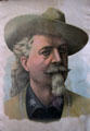 Engraved portrait of Buffalo Bill Cody at Scout's Rest. North Platte, NE