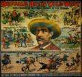 Poster of Mexican Caballeros over scenes of Buffalo Bill's Wild West show at Scout's Rest. North Platte, NE.