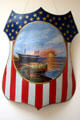 Shield with ship in sunset used on NH building at the 1876 Philadelphia Centennial Exposition at New Hampshire Historical Society Museum. Concord, NH
