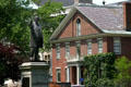 Statue of John R. Hale in front of Upham Walker house. Concord, NH.