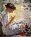 Mercie Cutting Flowers painting by Edmund Charles Tarbell of NH at Currier Museum of Art. Manchester, NH.