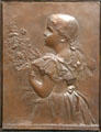 Jennie Delano bronze portrait relief by Daniel Chester French at Currier Museum of Art. Manchester, NH.
