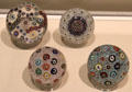 Paperweights by French glasshouses Baccarat and Pantin at Currier Museum of Art. Manchester, NH.