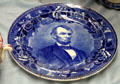 Commemorative plate with image of Abe Lincoln by Wedgwood at Woodman Museum. Dover, NH.