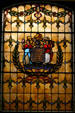 Stained glass state seal in New Jersey Capitol. Trenton, NJ.