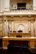 Speaker's chair in Senate chamber of New Jersey Capitol. Trenton, NJ.