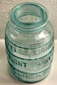 Glass Potter & Bodine Air Tight fruit jar pat'd April 13th 1858 at Museum of American Glass. Milville, NJ.
