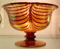 Glass bowl with red looping stripes by Imperil Glass Co. of Bellaire, OH at American Glass. Milville, NJ.