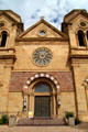 Facade of St. Francis Cathedral with bronze doors. Santa Fe, NM