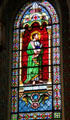St Bartholomew stained glass window in St Francis Cathedral. Santa Fe, NM.