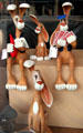 Rabbit carvings with carrots & cards in Santa Fe shop window. Santa Fe, NM