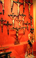 Collection of early Spanish carved crucifixes at New Mexico History Museum. Santa Fe, NM.