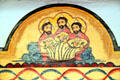 Holy Trinity by Charlie Carillo on Reredos in Golondrinas Chapel at Rancho de las Golondrinas. Santa Fe, NM.