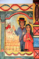 St Isidore & his wife by Irene Martinez-Yates on Reredos in Golondrinas Chapel at Rancho de las Golondrinas. Santa Fe, NM