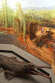 Prehistoric mural with phytosaur reptile model at New Mexico Museum of Natural History & Science. Albuquerque, NM.