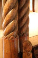 Spiral carved poles at Taos Art Museum. Taos, NM.