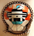 Zuni mosaic kachina pendant at Millicent Rogers Museum. Taos, NM.