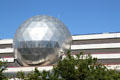 Silver geodesic dome atop National Bowling Stadium. Reno, NV.