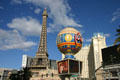 Paris Las Vegas Hotel sign on replica of first balloon flight of 1783 by Parisian Montgolfier brothers. Las Vegas, NV.
