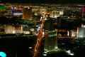 View of the Strip at night from top of Stratosphere Tower. Las Vegas, NV.