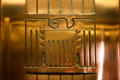 Brass American Eagle shield decorates elevator of Hoover Dam. Las Vegas, NV.