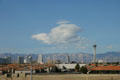 Skyline of Las Vegas Strip against mountain backdrop. Las Vegas, NV.