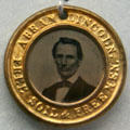 Abraham Lincoln campaign medal with tintype & "Free Soil & Free Men" slogan at Buffalo History Museum. Buffalo, NY.
