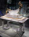 French Baccarat boat & table displayed at Paris World's Fair of 1900 at Corning Museum of Glass. Corning, NY.