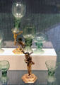 German glass Roemers including two on metal stands at Corning Museum of Glass. Corning, NY.