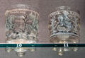 Central German beakers on ball feet with engravings of Brandenburg & Bavarian electors at Corning Museum of Glass. Corning, NY.