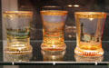 Austrian glass beakers with transparent enameled village scenes by workshop of Anton Kothgasser at Corning Museum of Glass. Corning, NY.