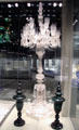English candelabrum by F&C Osler of Birmingham flanked by pair of Bohemian goblets at Corning Museum of Glass. Corning, NY.