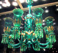 English green chandelier by F&C Osler of Birmingham at Corning Museum of Glass. Corning, NY.