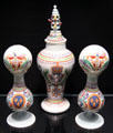French white glass vessels painted with Royal Arms at Corning Museum of Glass. Corning, NY.