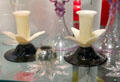 Black & white glass candlesticks by Steuben Glass at Corning Museum of Glass. Corning, NY.