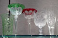 Engraved stemmed goblets by Steuben Glass at Corning Museum of Glass. Corning, NY.