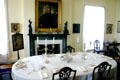 Dining room in Clermont with portrait of Andrew Jackson under who a Livingston served as cabinet member. Germantown, NY.