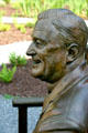 Close up of face of Franklin D. Roosevelt on garden sculpture. Hyde Park, NY.