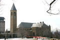 McGraw Tower & Uris Library from Arts Quad. Ithaca, NY.