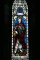 Stained glass windows with King David in Sage Chapel on Cornell Campus. Ithaca, NY.