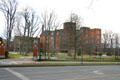 Campus gate & Cowles Hall of Elmira College. Elmira, NY.