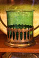 Roycroft copper beaker holder & green glass beaker at Roycroft Inn. East Aurora, NY.