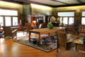 Lobby as conceived by Alice Hubbard with murals & Roycroft furniture at Roycroft Inn. East Aurora, NY.