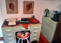 Leather work desk of George Scheide Mantel at Elbert Hubbard Roycroft Museum. East Aurora, NY.