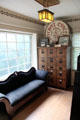 Back room with sofa at Elbert Hubbard Roycroft Museum. East Aurora, NY.