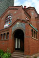 Romanesque brickwork of First Universalist Church. Rochester, NY.
