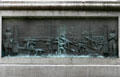 Bronze panel of canons being fired at Soldiers' & Sailors' Civil War Monument. Rochester, NY.