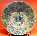 Persian ceramic bowl with horseman & sphinxes at Memorial Art Gallery. Rochester, NY.