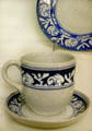 Rabbit crackleware cup & saucer by Dedham Pottery of Dedham, MA at The Strong National Museum of Play. Rochester, NY.